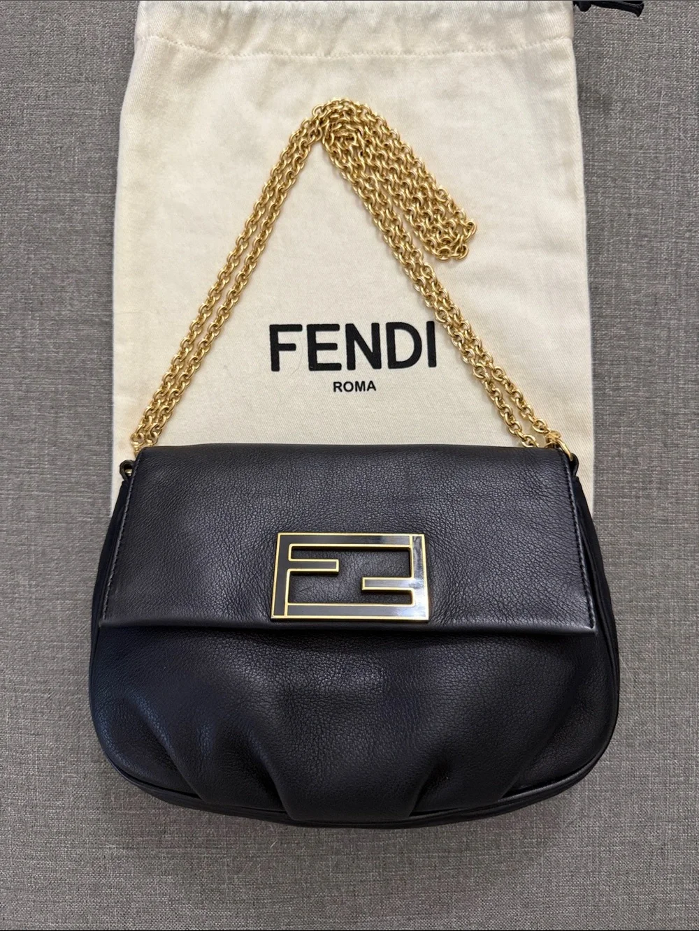 Fendi Black Leather Shoulder Bag